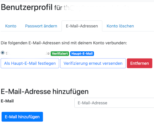 Konto - Mail Adresse ändern